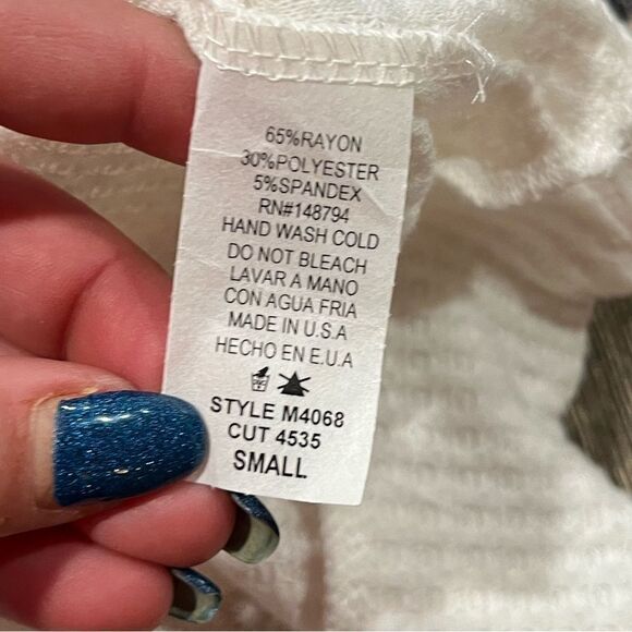 NWT Kenzie Parker Long Sleeve Top Cheetah Print Sleeves Waffle Knit White Size S - Picture 5 of 7